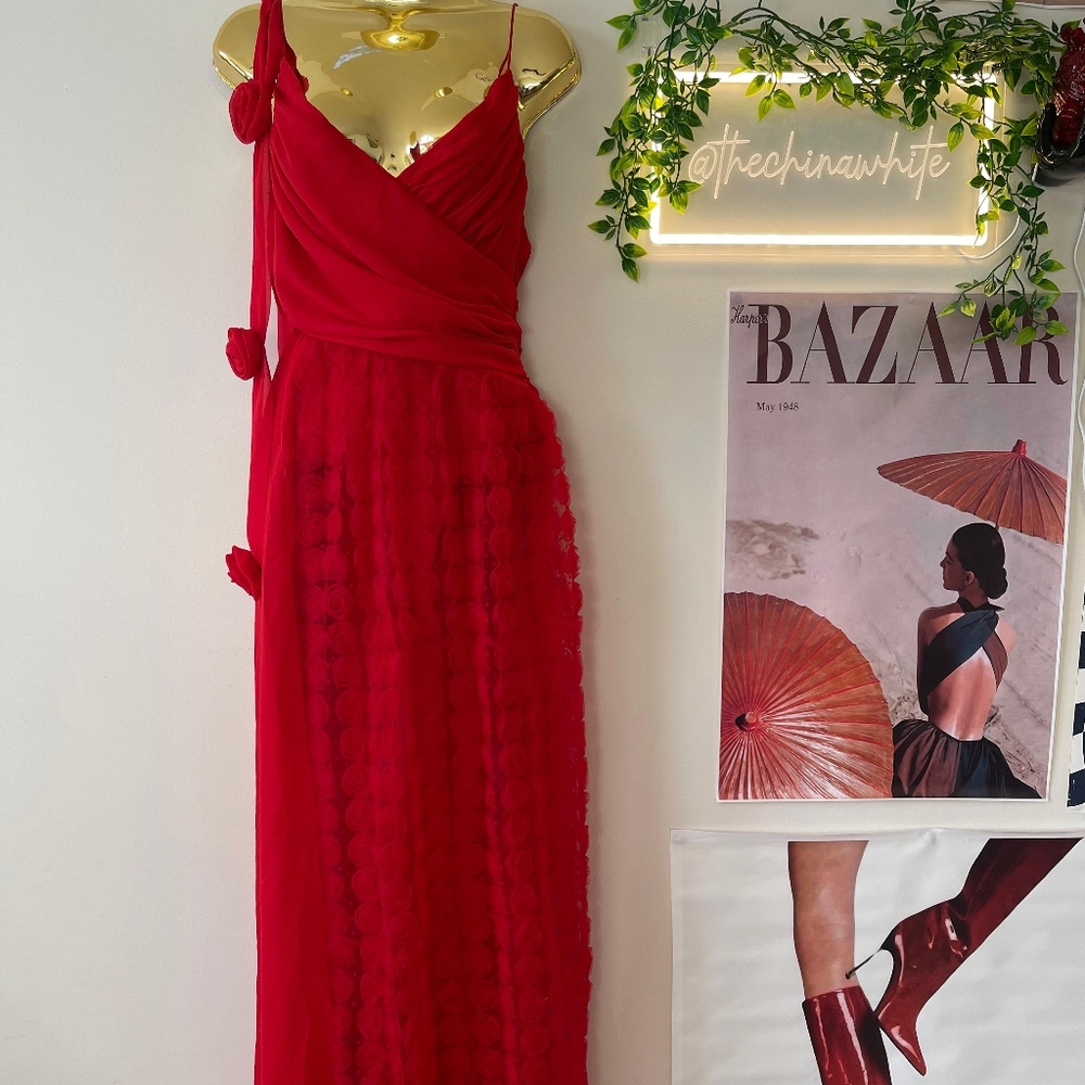 For Love And Lemons Hannah Maxi Dress (RED)